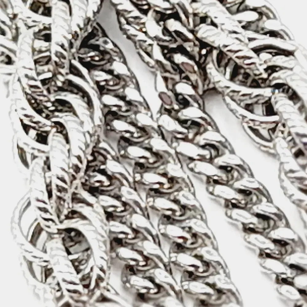 Vintage Monet 54 Inch Triple Strand Silver Tone Chain Necklace Layering